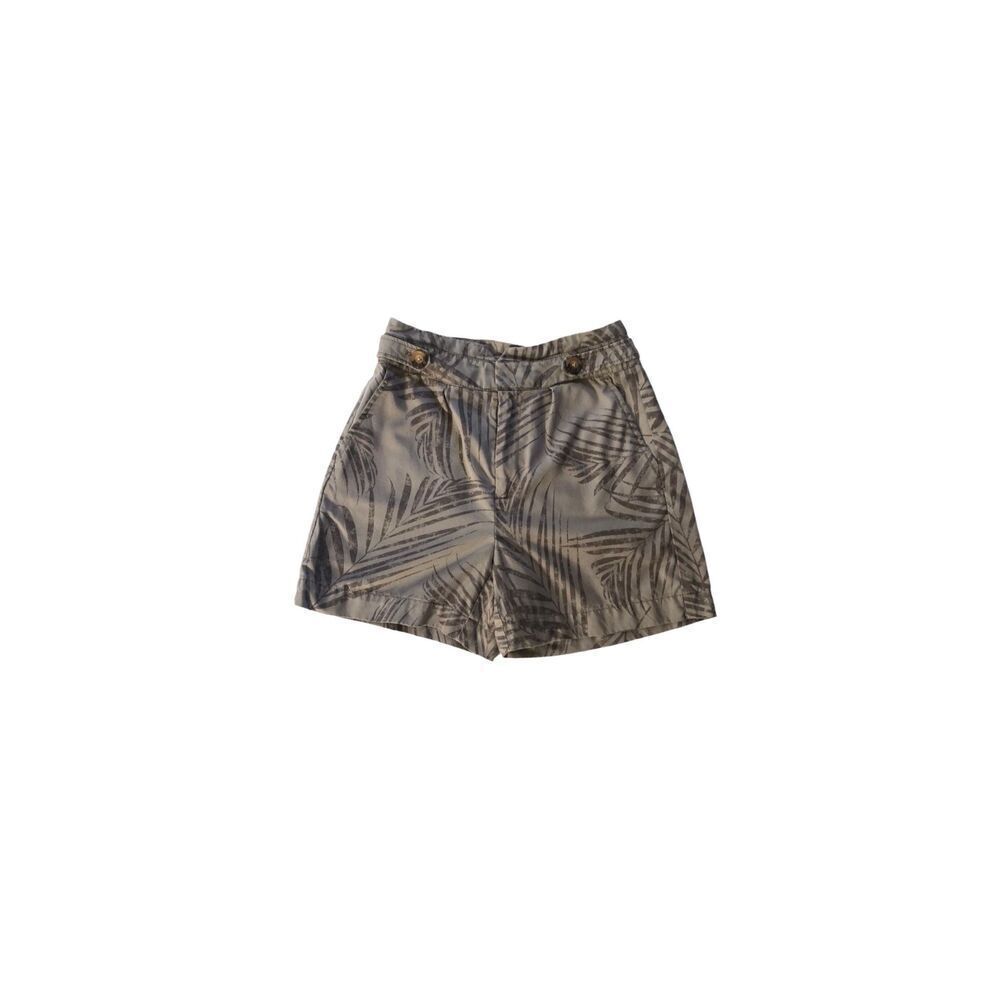 White House Black Market The Short High Rise Khaki Palm Print Shorts Sz 00